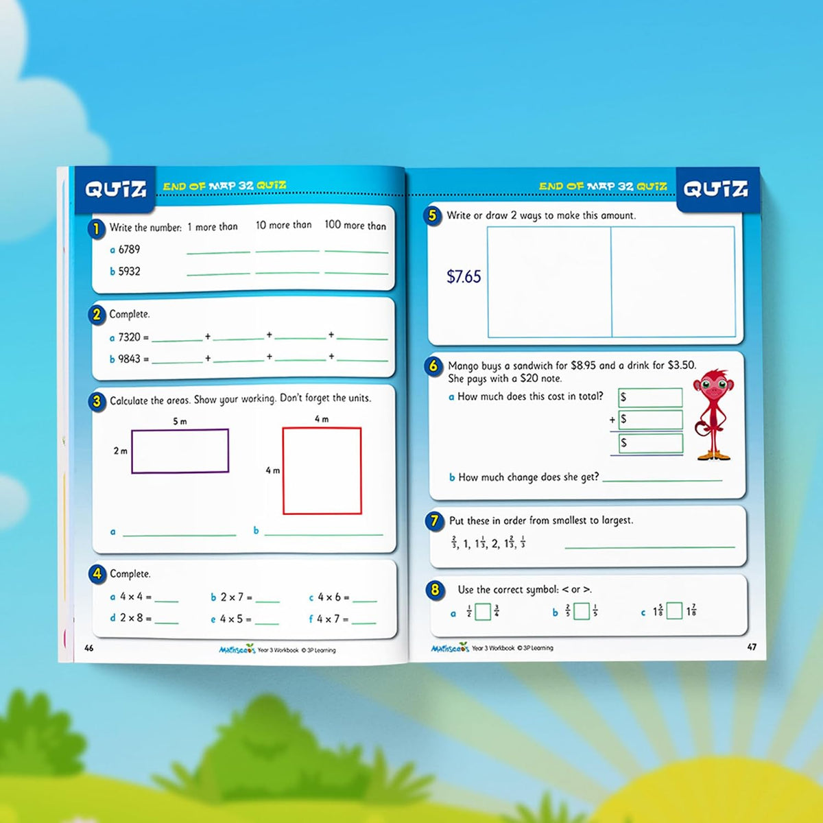 Grade 3 Math Workbook Ages 7–9: 200 Essential Math Lessons – Counting to 10,000, Operations, Fractions, Problem Solving, Worksheets + Yearly Planner, 240 Full-Color Pages | Mathseeds